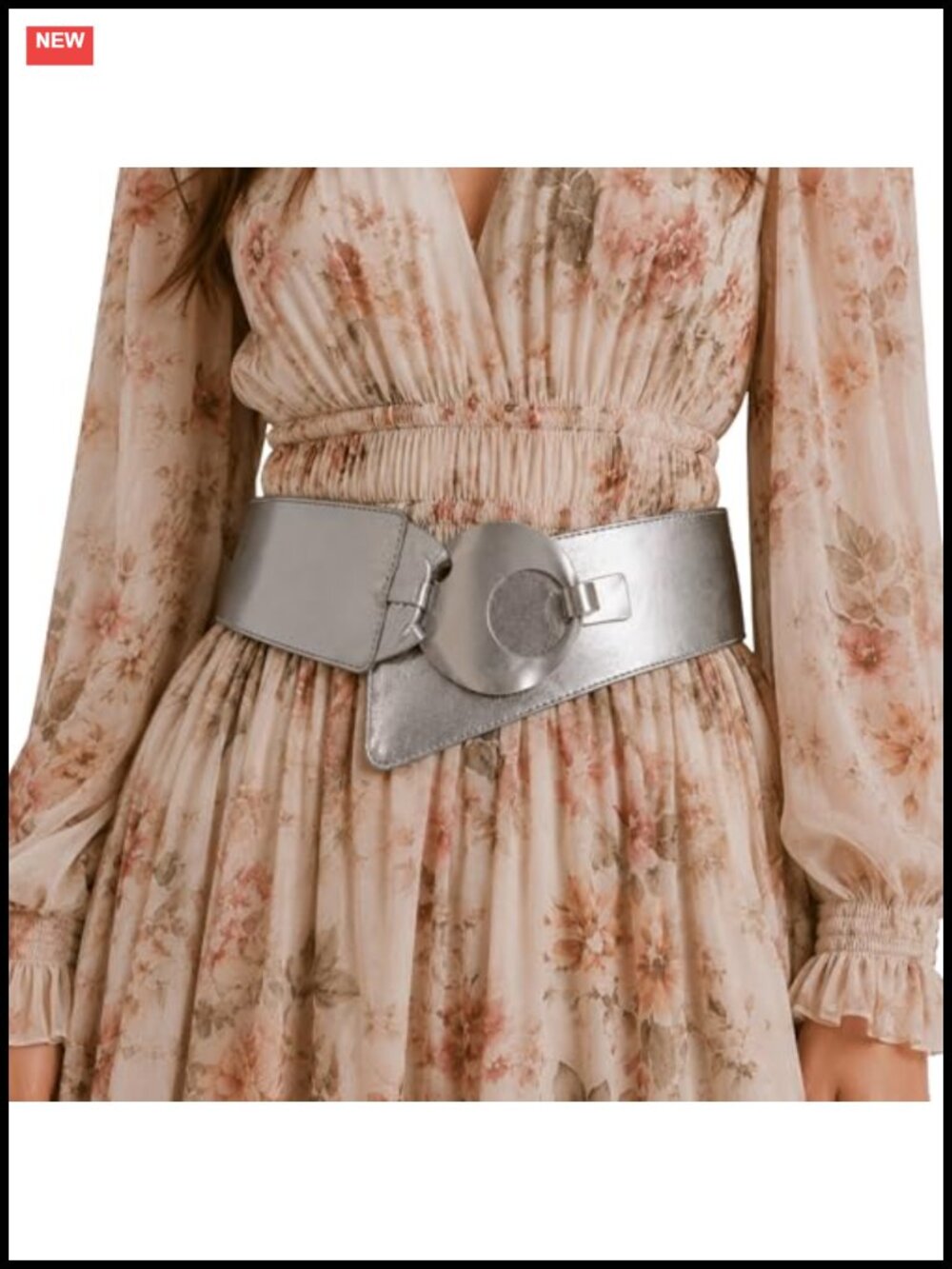Wide Genuine Leather Belt with Round Cross Buckle